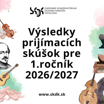 Výsledky prijímacích skúšok pre 1.ročník 2026/2027